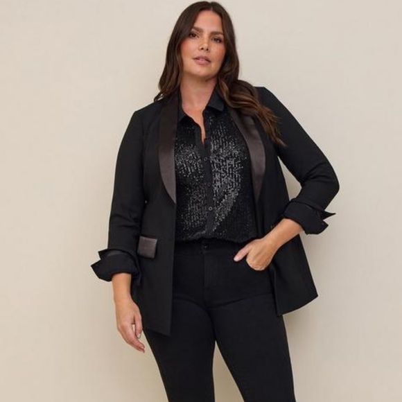torrid Jackets & Blazers - Torrid Studio Refined Crepe Satin Lapel Blazer